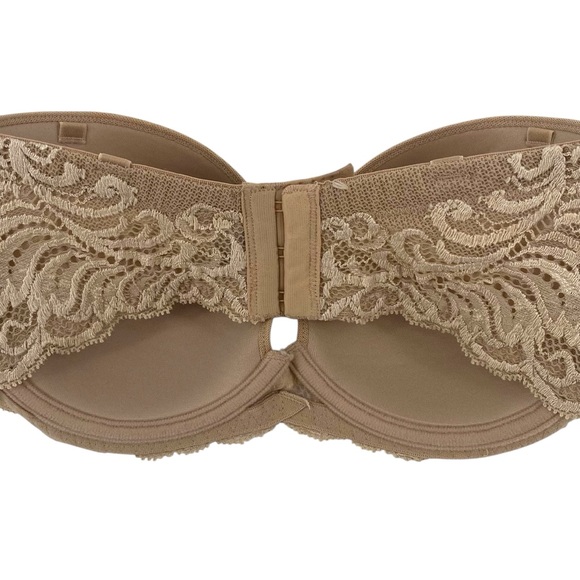 NATORI TAN FEATHERS PLUNGE STRAPLESS BRA SIZE 32D - Picture 5 of 12